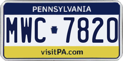 PA license plate MWC7820