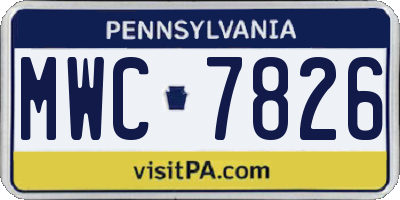 PA license plate MWC7826