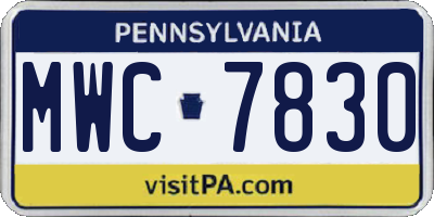 PA license plate MWC7830