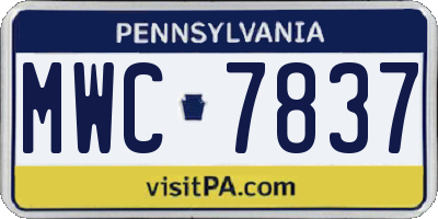 PA license plate MWC7837