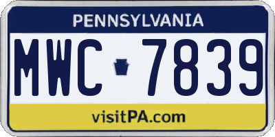 PA license plate MWC7839