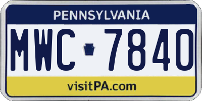 PA license plate MWC7840