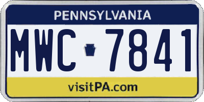 PA license plate MWC7841