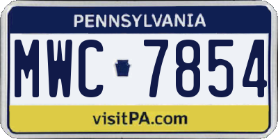 PA license plate MWC7854