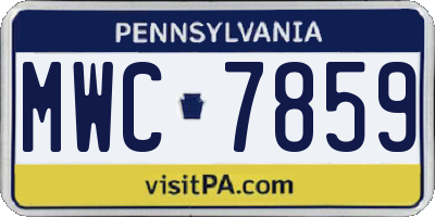 PA license plate MWC7859