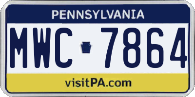 PA license plate MWC7864