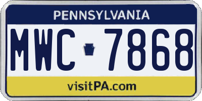 PA license plate MWC7868