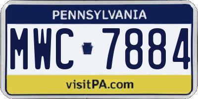 PA license plate MWC7884