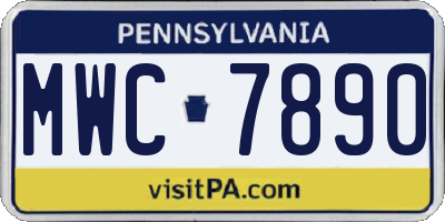 PA license plate MWC7890