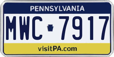 PA license plate MWC7917