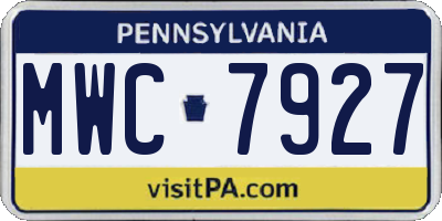 PA license plate MWC7927