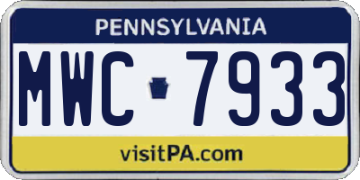 PA license plate MWC7933