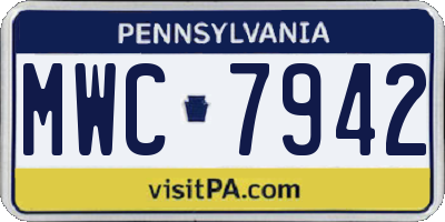PA license plate MWC7942