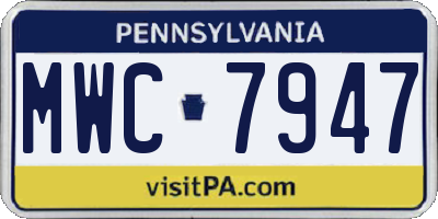 PA license plate MWC7947