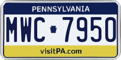 PA license plate MWC7950