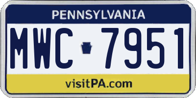 PA license plate MWC7951
