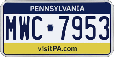 PA license plate MWC7953
