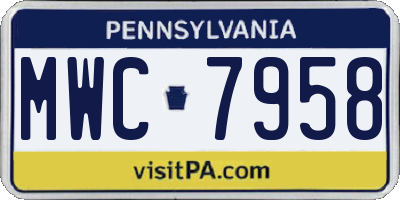 PA license plate MWC7958