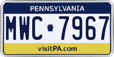 PA license plate MWC7967