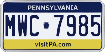 PA license plate MWC7985