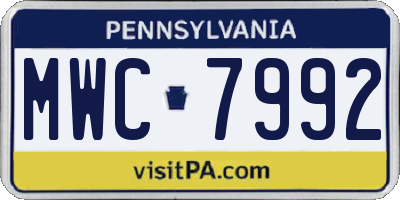 PA license plate MWC7992