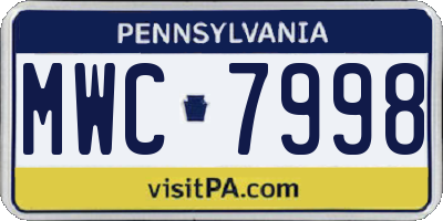PA license plate MWC7998