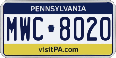 PA license plate MWC8020