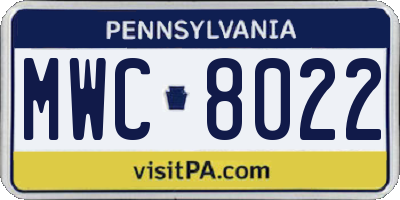 PA license plate MWC8022