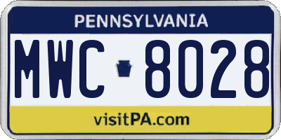 PA license plate MWC8028