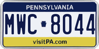 PA license plate MWC8044