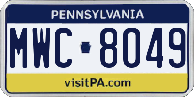 PA license plate MWC8049