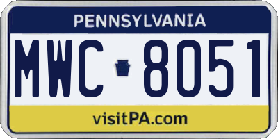 PA license plate MWC8051
