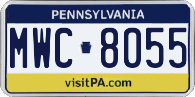 PA license plate MWC8055