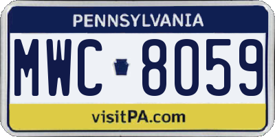 PA license plate MWC8059