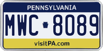 PA license plate MWC8089