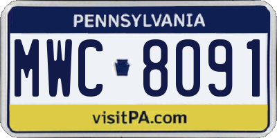 PA license plate MWC8091