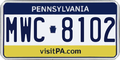 PA license plate MWC8102