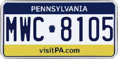 PA license plate MWC8105