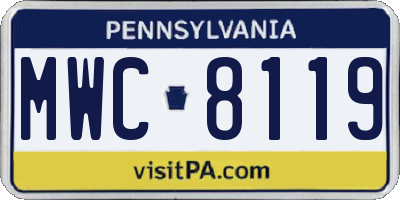 PA license plate MWC8119