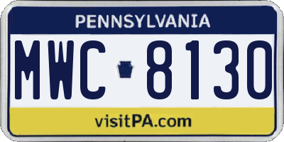PA license plate MWC8130