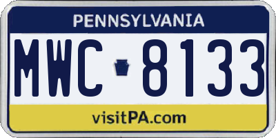 PA license plate MWC8133