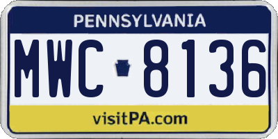 PA license plate MWC8136