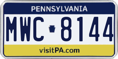 PA license plate MWC8144