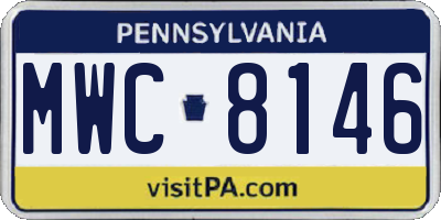 PA license plate MWC8146