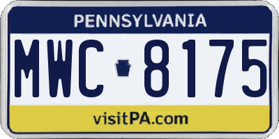 PA license plate MWC8175