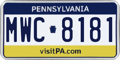 PA license plate MWC8181