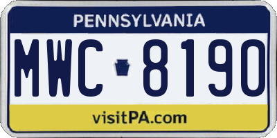 PA license plate MWC8190