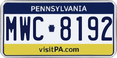 PA license plate MWC8192