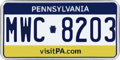 PA license plate MWC8203