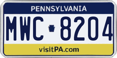 PA license plate MWC8204